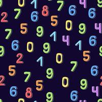 Seamless pattern of multicolored numbers on a dark background vector