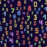 Seamless pattern of multicolored numbers on a dark background vector