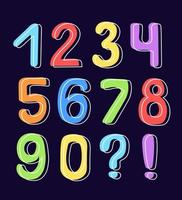 Multi-colored numbers from zero to nine on a dark background vector