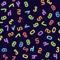 Seamless pattern of multicolored numbers on a dark background vector