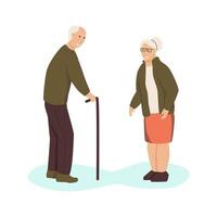 An elderly man and a woman are standing  on the street vector