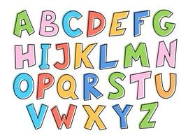 Hand-drawn cute English alphabet. vector