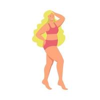 Curvy woman. Plus size girl. The concept of body positivity vector