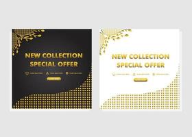 luxurious gold floral social media post template. vector