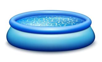 Rubber portable pool. Filled with azure clear water. vector