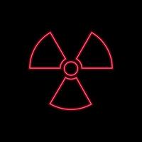 vector de icono de radiación de neón. señal radiactiva de advertencia