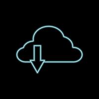 Neon Cloud computing download flat icon vector