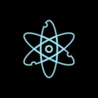 Neon Atom icon isolated. Symbol of science vector