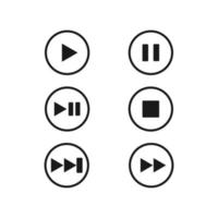 Black Multimedia Control Icon, Button Set vector