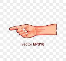 Ilustración de imagen de una mano apuntando vector eps 10