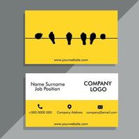 Yellow business card with bird design vector