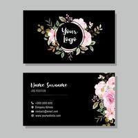 Black business card with flower design vector