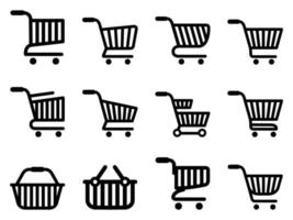 Shopping cart icon set - vector illustration .