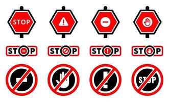 stop sign icon set - vector illustration .