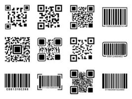 qr code icon set - vector illustration .