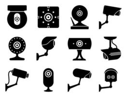 Conjunto de iconos de cámara CCTV - ilustración vectorial. vector