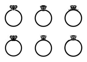 conjunto de iconos de anillo de diamantes - ilustración vectorial. vector