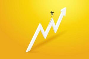 Businesswoman running on arrow go to graph and growth. vector