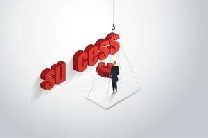 Businessman assembling word success. vector