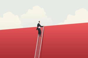 Businessman climbing ladde over the wall. vector