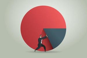 Businessman pushing graph up to pie chart. vector