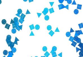 plantilla de vector azul claro con cristales, círculos, cuadrados.