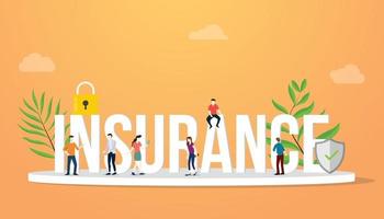 insurance business concept big text with people team work working