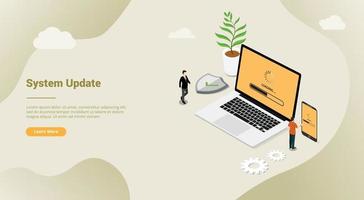 isometric 3d system update security patch concept with laptop vector