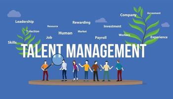 talent management concept with big text and team people f vector