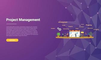 project management concept for website template vector