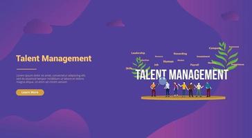 talent management concept with big text and team people vector