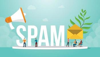 spam email newsletter with envelope and loudspeaker with big word vector