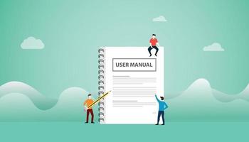 user manual concept with book manuals with team people read vector