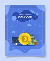 criptomoneda doge o dogecoin para plantilla de banners vector