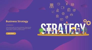 business strategy concept big text with people for website template vector