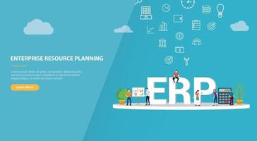 erp enterprise resource planning concept for website template vector