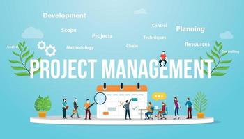 project management concept with business calendar and team people