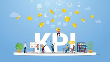 kpi key performance indicator concept business with team people vector