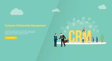 crm customer relationship management concept for website template vector