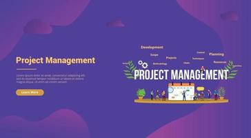 project management concept with business calendar and team people vector