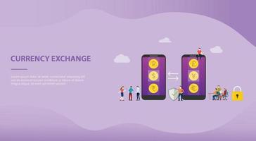 currency exchange money concept with mobile smartphone apps vector