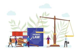 probate law concept with people and gavel scale