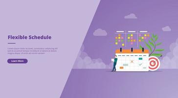 flexible schedule or calendar management for website landing homepage vector