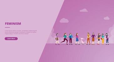 feminism concept for website landing homepage vector