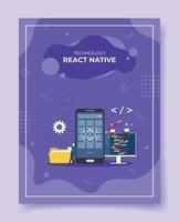 react native mobile app development concept for template of banners vector