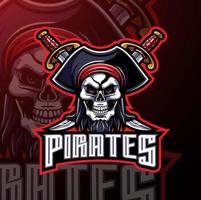 diseño de logotipo de juego de mascota piratas vector