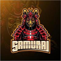 diseño de logotipo de mascota guerrero samurai vector