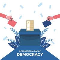 día internacional de la democracia, el papel se carga en una caja y
