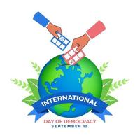 día internacional de la democracia cargando árboles de papel en todo el mundo