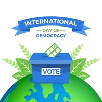 día internacional de la democracia hay una casilla de votación ubicada en el mundo vector